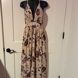 SHEIN Floral Halter Maxi Dress in Blush